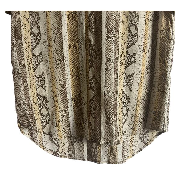 Equipment Femme Snakeskin Animal Print Beige Short Sleeve Silk Top Size XS - Picture 7 of 9